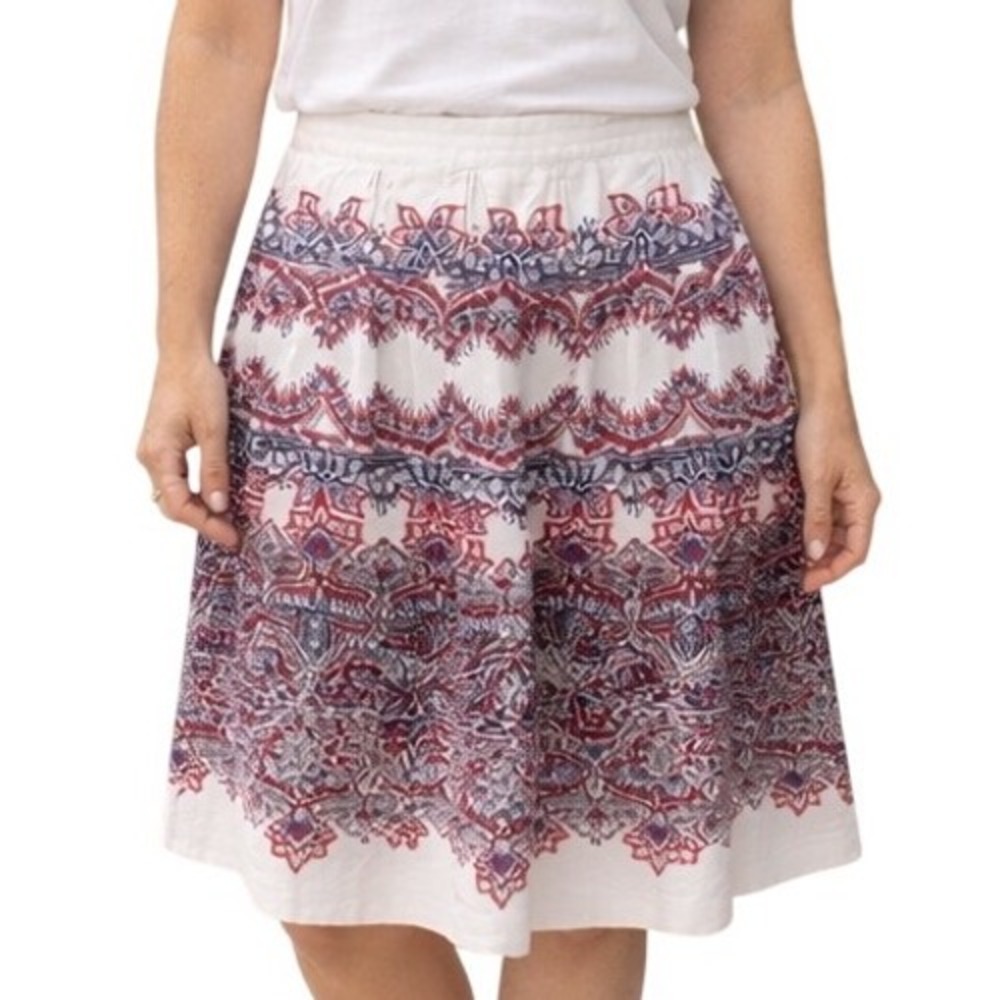 Talbots Petite Women's Floral Print A-Line Pleated Midi Skirt Size 4P Boho‎